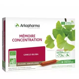 Arkofluides Mémoire & concentration Bio - 20 ampoules