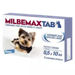 Milbemaxtab vermifuge chiots/petits chiens x2 comprimés