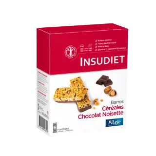 Insudiet barres céréales choco noisettes x 6