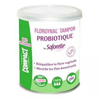 Saforelle Florgynal Tampons probiotique super avec applicateur - 9 unités