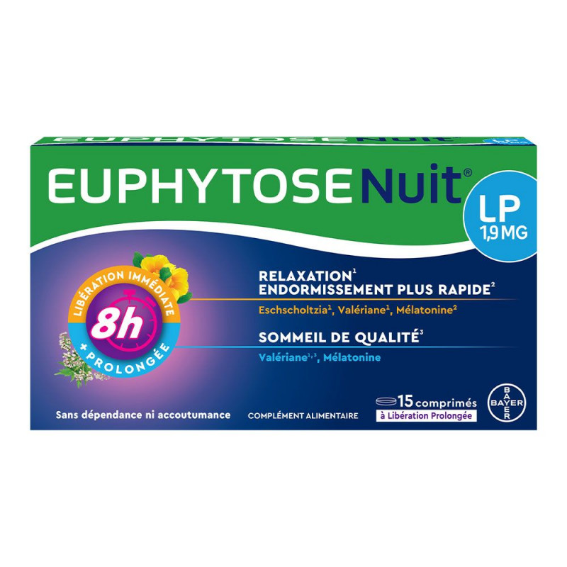 Euphytose nuit LP 1.9mg Bayer  Mélatonine  15 comprimés