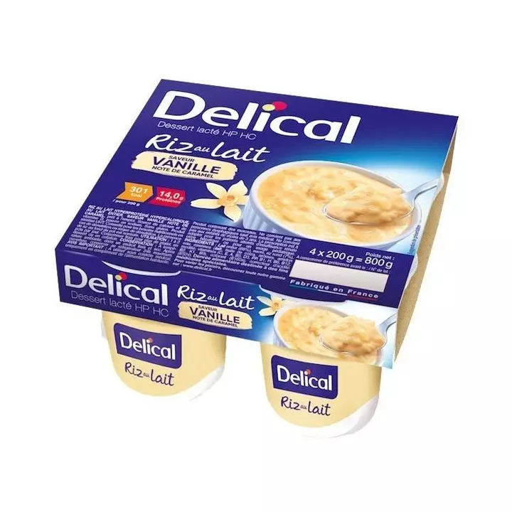 Delical Dessert Lacté HP/HC Riz au Lait Vanille note caramel - 4x200g