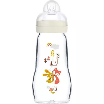 MAM Premium Biberon en verre +2 mois Blanc débit 2 - 260ml