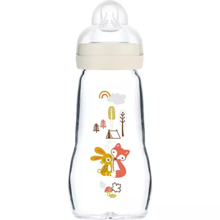 MAM Premium Biberon en verre +2 mois Blanc débit 2 - 260ml