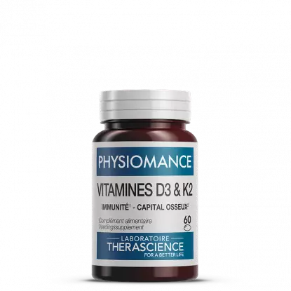 Vitamines D3 & K2 Physiomance Therascience - Capital osseux - 60 capsules