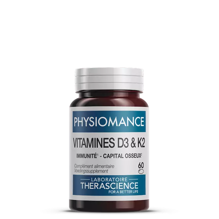 Vitamines D3 & K2 Physiomance Therascience - Capital osseux - 60 capsules