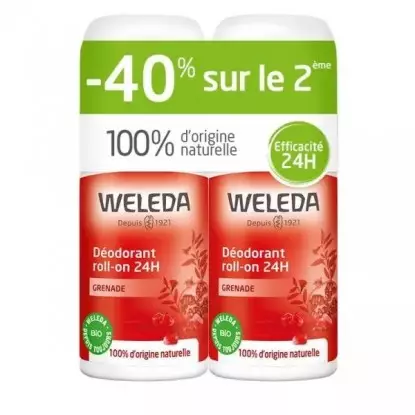 Weleda Déodorant roll-on 24h grenade - Lot de 2 x 50ml