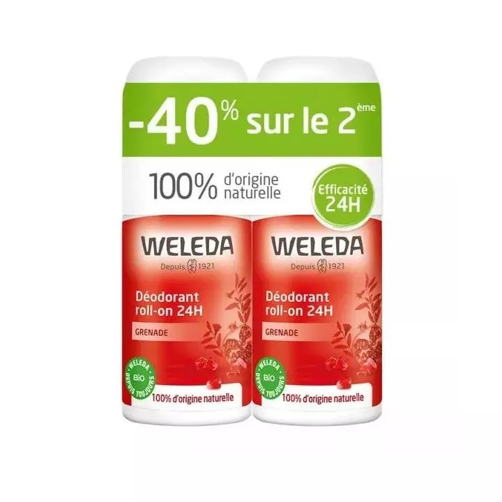 Weleda Déodorant roll-on 24h grenade - Lot de 2 x 50ml