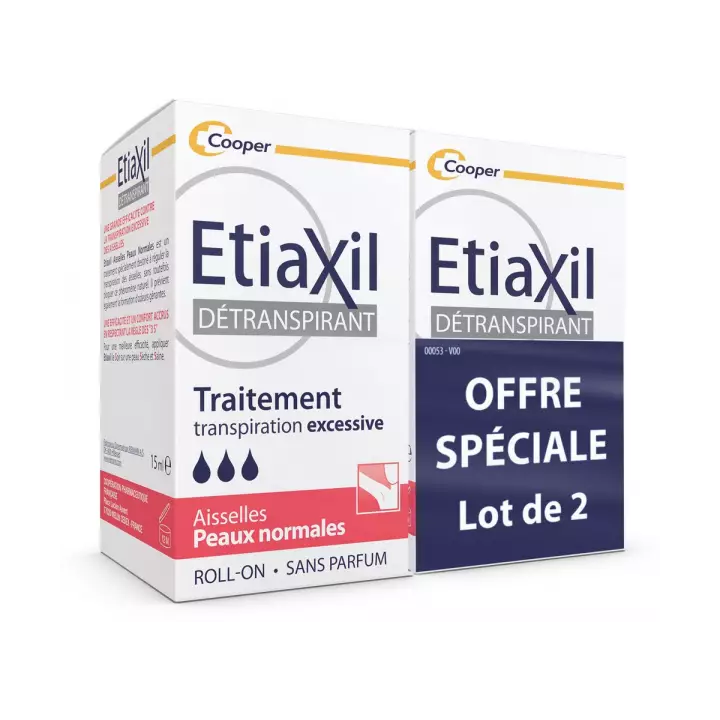 Détranspirant traitement transpiration excessive Etiaxil Cooper - 2 x 15ml