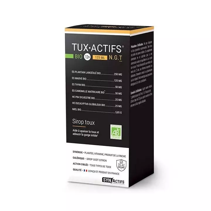 Sirop toux Bio TuxActifs SynActifs - Gorges irritées - 125ml