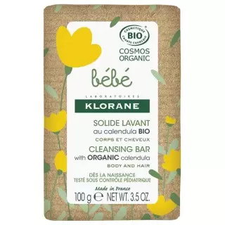 Solide lavant Calendula Bio Klorane Bébé - Corps et cheveux - 100g