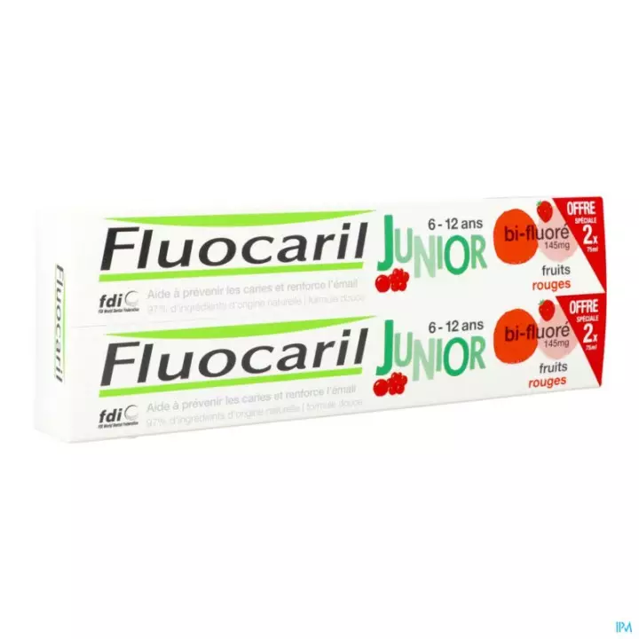 Fluocaril Junior Dentifrice fruits rouges 6-12 ans - Lot de 2 x 75ml