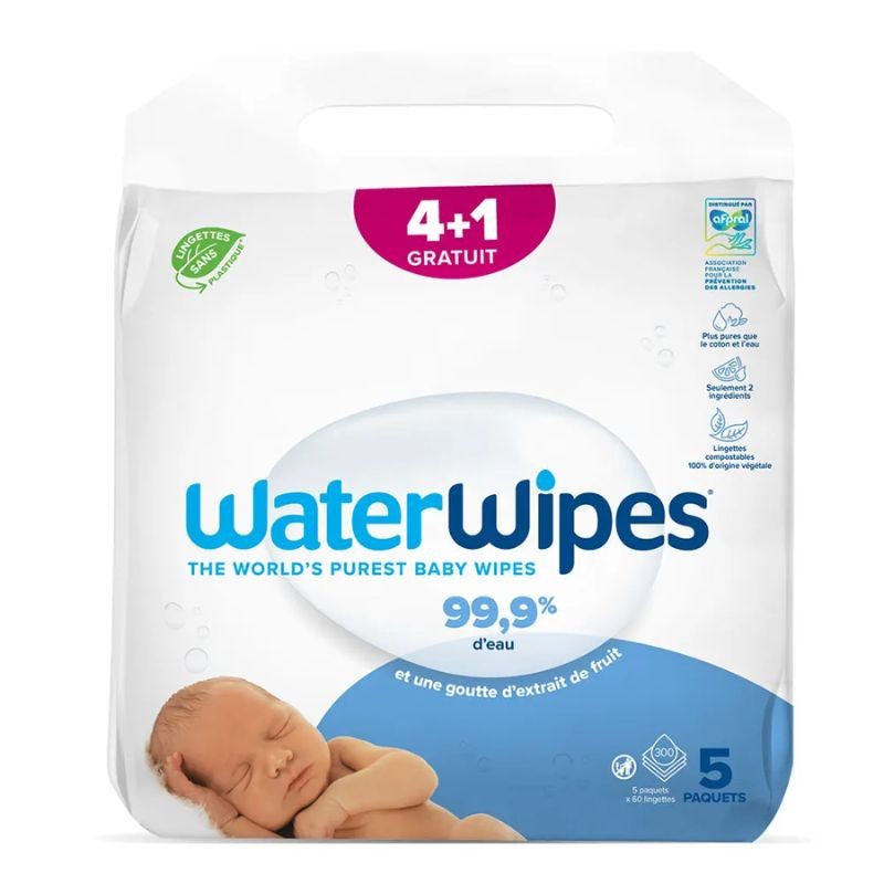 Lingette bébé naturelle WATER WIPES : le lot de 4 paquets de 60