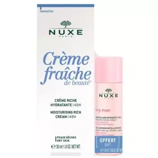 Crème riche hydratante 48h crème fraîche de beauté 30ml + Eau micellaire Very Rose 50ml Nuxe