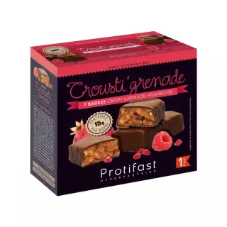 Barres Crousti'Grenade Framboise de Protifast - 7 barres