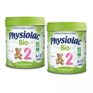 Lait 2ᵉ âge Bio Physiolac de Gilbert - 2 x 800g