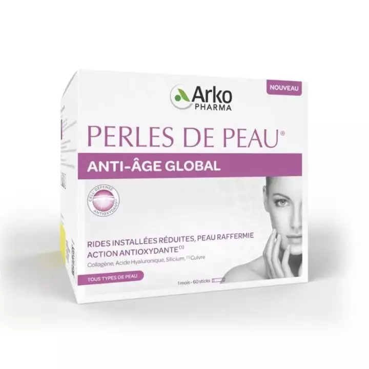 Anti-âge global Perles de peau Arkopharma - Rides installées - 30 sticks