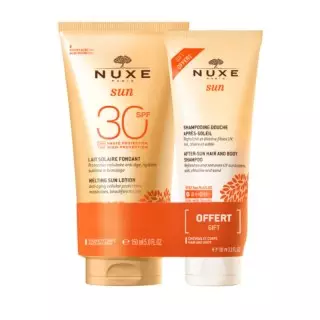 Lait solaire fondant SPF30 150ml + Shampoing douche après-soleil 100ml Offert Nuxe Sun