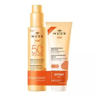 Spray solaire délicieux SPF50 150ml + Shampoing douche après-soleil 100ml Offert Nuxe Sun