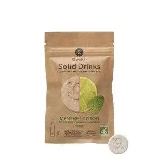 Solid Drinks Détox saveur menthe-citron Qwetch - Sachet de 12 pastilles