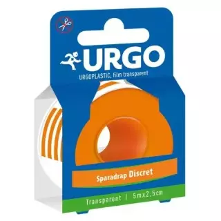 Sparadrap adhésif discret transparent Urgo - 5m x 2.5cm - 1 rouleau