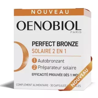 Solaire 2 en 1 autobronzant et préparateur solaire Perfect Bronze Oenobiol - 30 capsules végétales