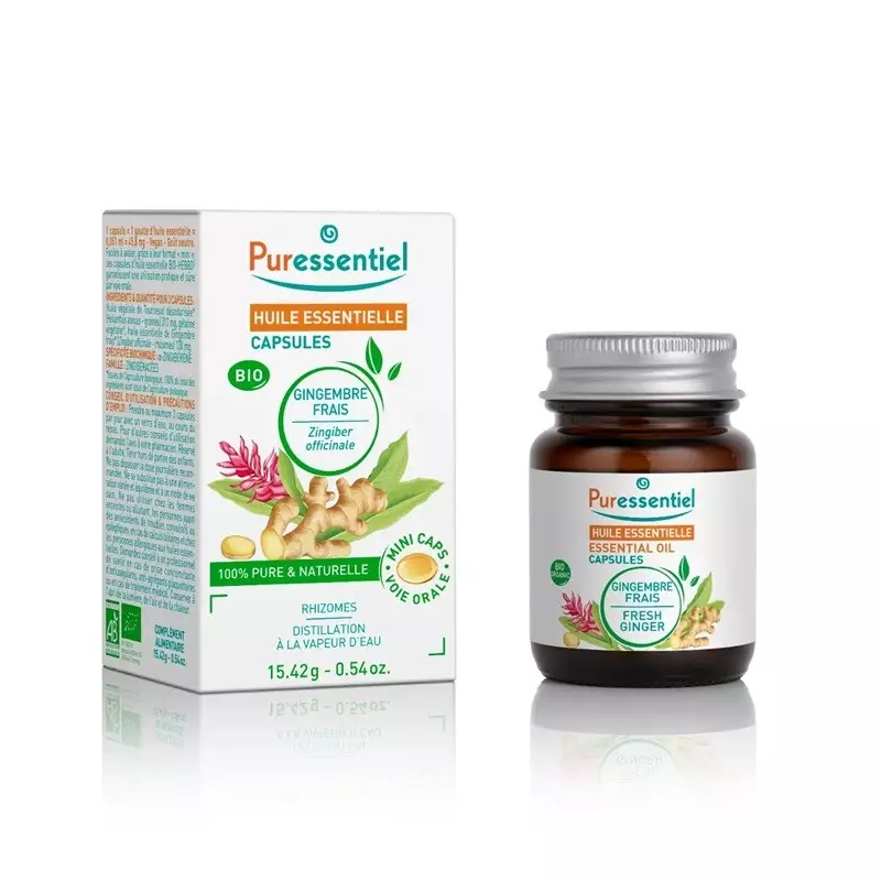 Huile essentielle Gingembre frais Bio Puressentiel - 60 capsules