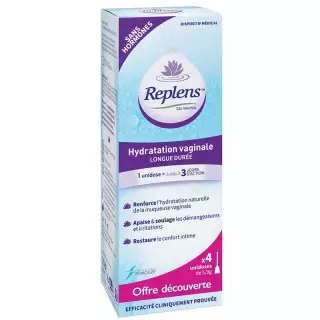 Gel hydratation vaginale Replens - Sécheresse vaginale - 4 unidoses de 5.9g