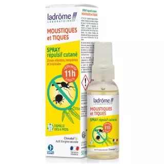 Spray répulsif cutané moustiques et tiques Ladrôme - 50ml