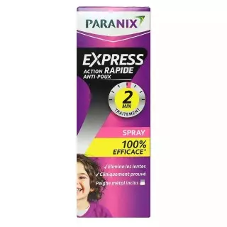 Spray anti-poux Express de Paranix de 95ml + Peigne métal inclus