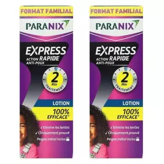 Lotion anti-poux Express de Paranix de 2 x 195ml + Peigne métal inclus