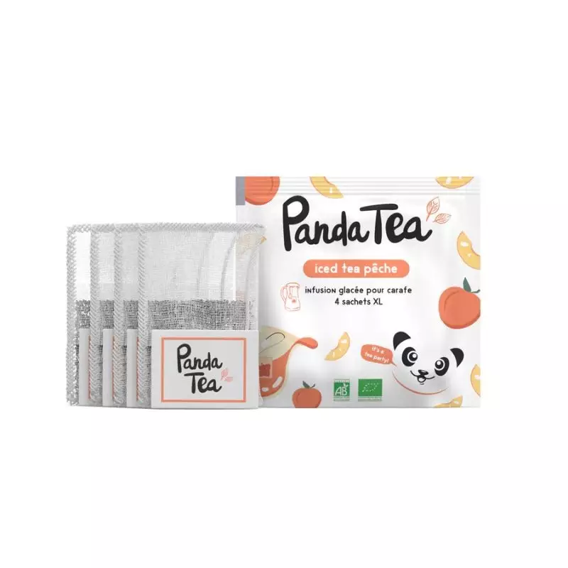 Iced Tea Pêche XL Carafe Panda Tea - Tisane glacée pêche - 4 sachets XL