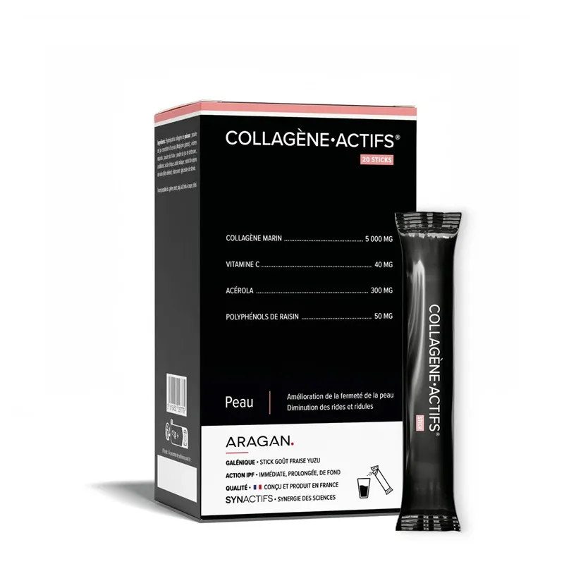 Collagène actifs SYNActifs Aragan - Collagène marin - 20 sticks fraise yuzu