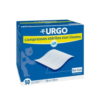 Compresses stériles non tissées 7.5cm x 7.5cm Urgo - 50 sachets de 2 compresses