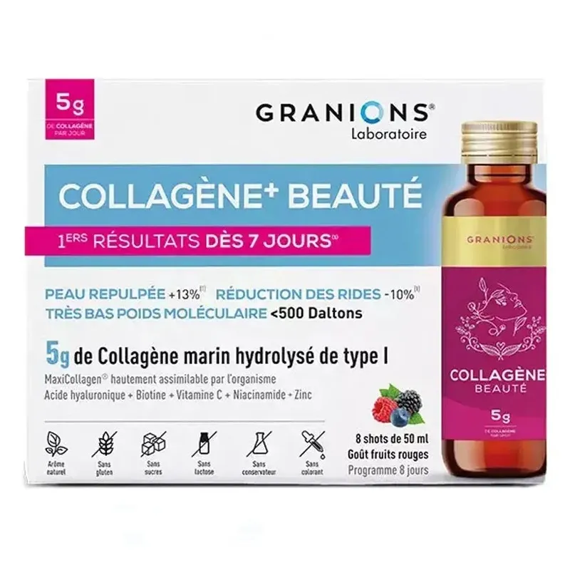 Collagène+ beauté Granions - Réduction des rides - 8 shots de 50ml