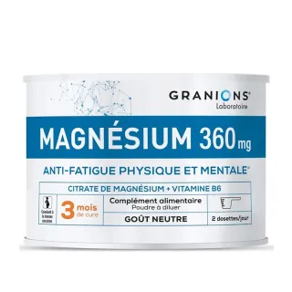 Citrate de Magnésium 360mg Granions - Anti-fatigue physique et mentale - 210g