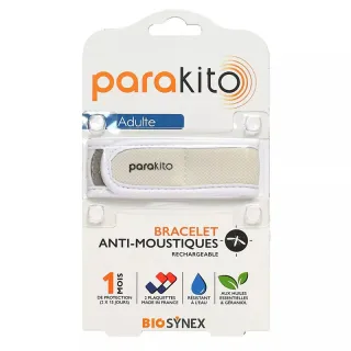 Bracelet anti-moustiques adulte Blanc Parakito + 2 recharges