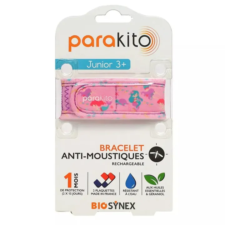 Bracelet anti-moustiques Sirènes Parakito Junior + 2 recharges