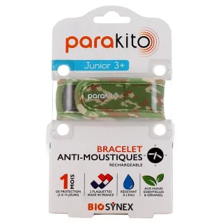 Bracelet anti-moustiques Camouflage Parakito Junior + 2 recharges