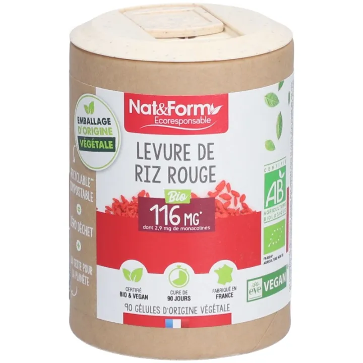 Levure de riz rouge & ail Bio Nat&Form - Cholestérol - 200 gélules