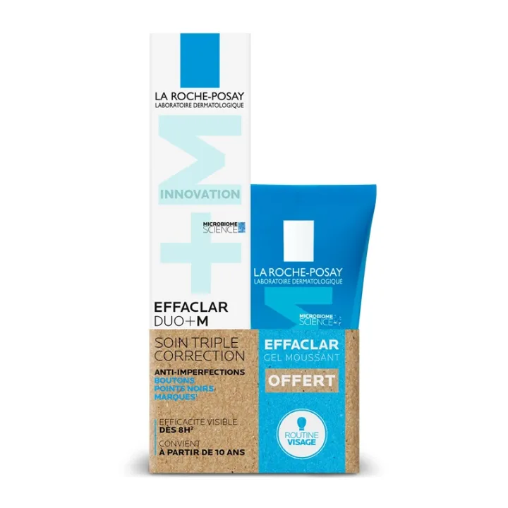 Soin triple correction anti-imperfections Duo+M Effaclar 40ml + Gel moussant 50ml Offert La Roche-Posay