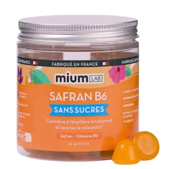 Gummies Safran B6 sans sucres Mium Lab - Équilibre émotionnel - 42 gummies